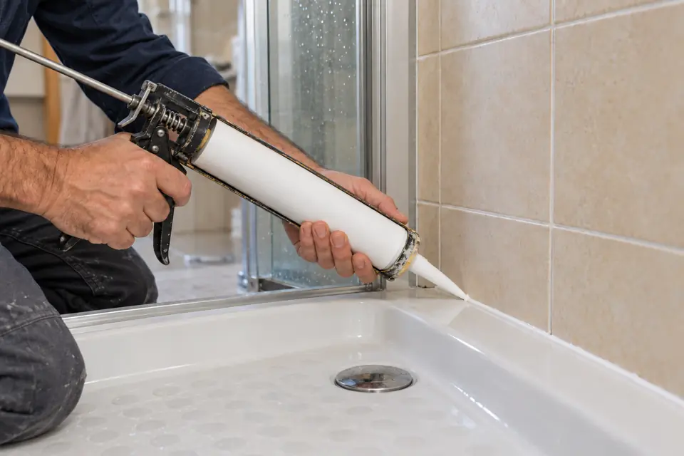 Stesura del silicone sul piatto doccia